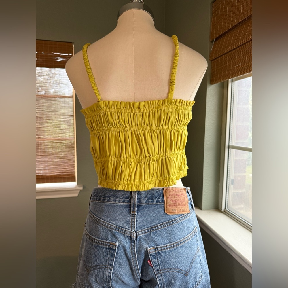 Yellow Smocked Women's Top - Picture 3 of 4